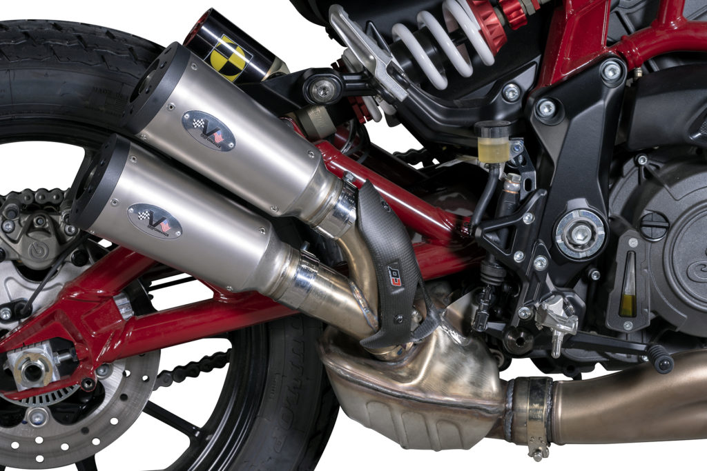 QD Exhaust Twin V-PERFORMANCE Exhaust for the Indian FTR 1200 (Flat